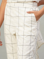Women's Natural/Black 100% Cotton Regular Fit Pant