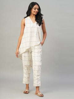 Women's 100% Cotton Regular Fit Pant Natural/Black