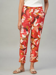 Women's 100% Viscose Regular Fit Pant Red