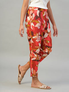 Women's 100% Viscose Regular Fit Pant Red