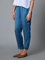Women's Regular Fit Modal Blue Pant