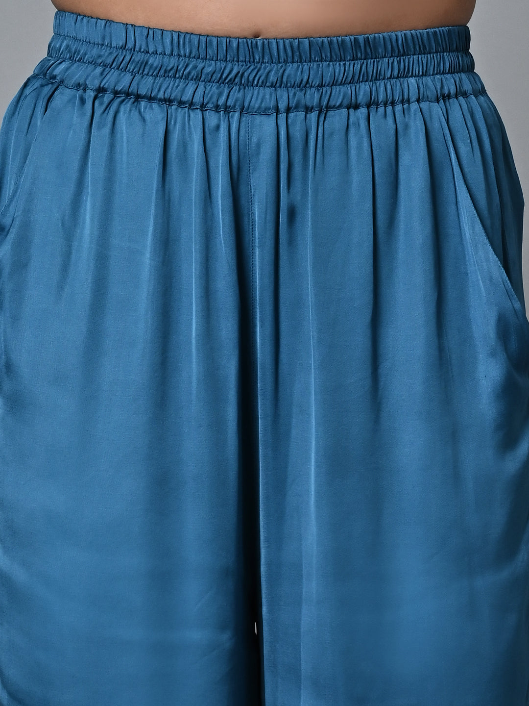 Women's Regular Fit Modal Blue Pant
