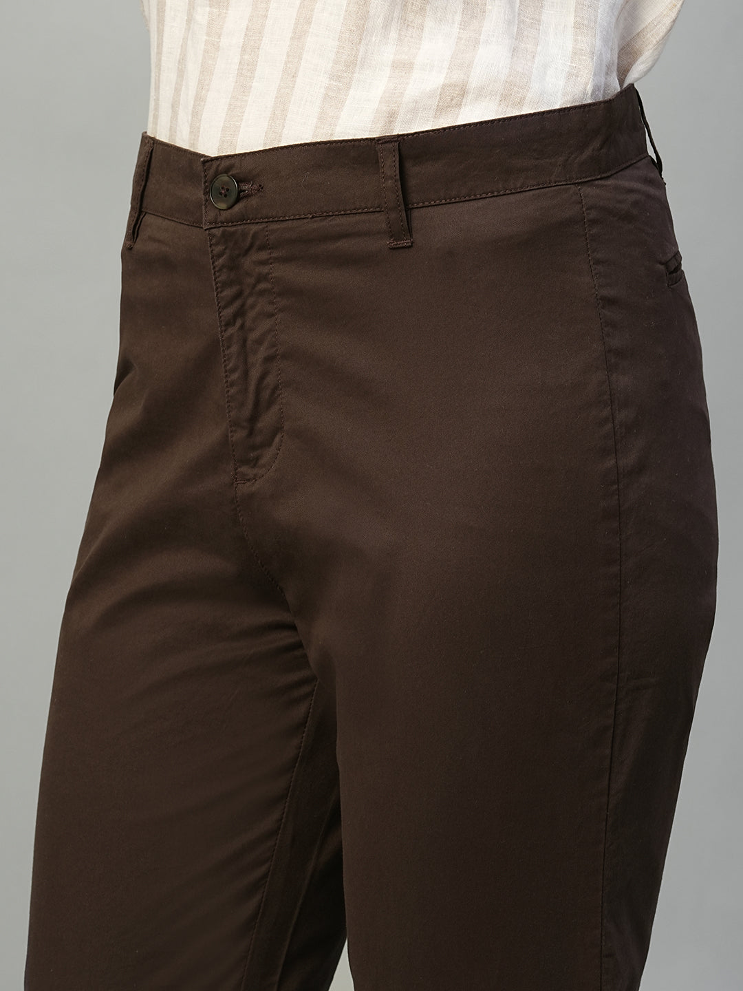 Women's Brown Cotton Lycra Regular Fit Pant