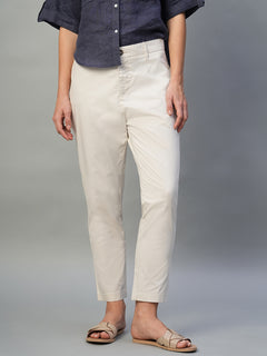 Women's Cotton Lycra Regular Fit Pant Natural