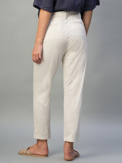 Women's Cotton Lycra Regular Fit Pant Natural