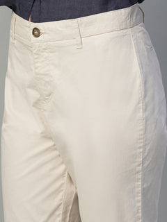 Women's Cotton Lycra Regular Fit Pant Natural