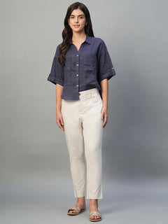 Women's Cotton Lycra Regular Fit Pant Natural