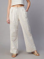 Women's Olive Cotton Linen Wide Leg Pant