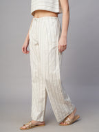 Women's Olive Cotton Linen Wide Leg Pant