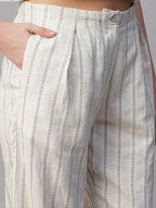 Women's Olive Cotton Linen Wide Leg Pant