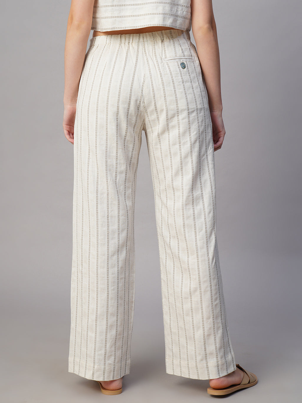 Women's Olive Cotton Linen Wide Leg Pant