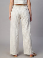 Women's Olive Cotton Linen Wide Leg Pant