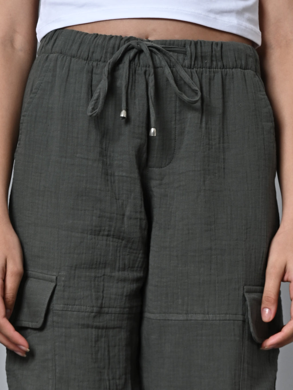 Women's Grey Cotton Jogger Pant