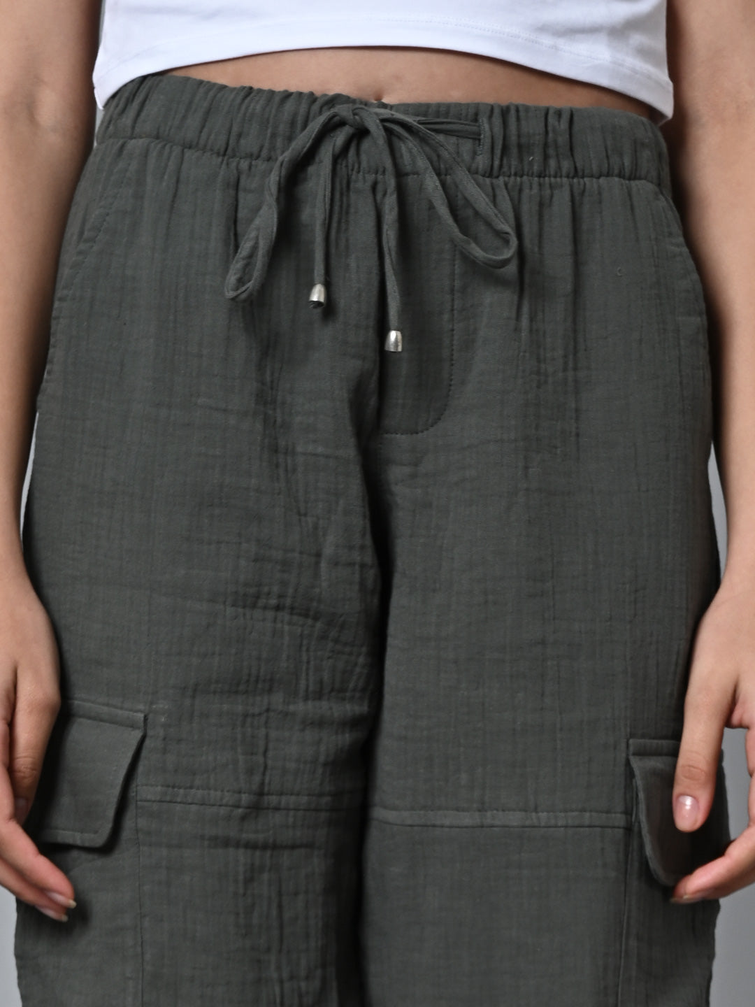 Women's Grey Cotton Jogger Pant