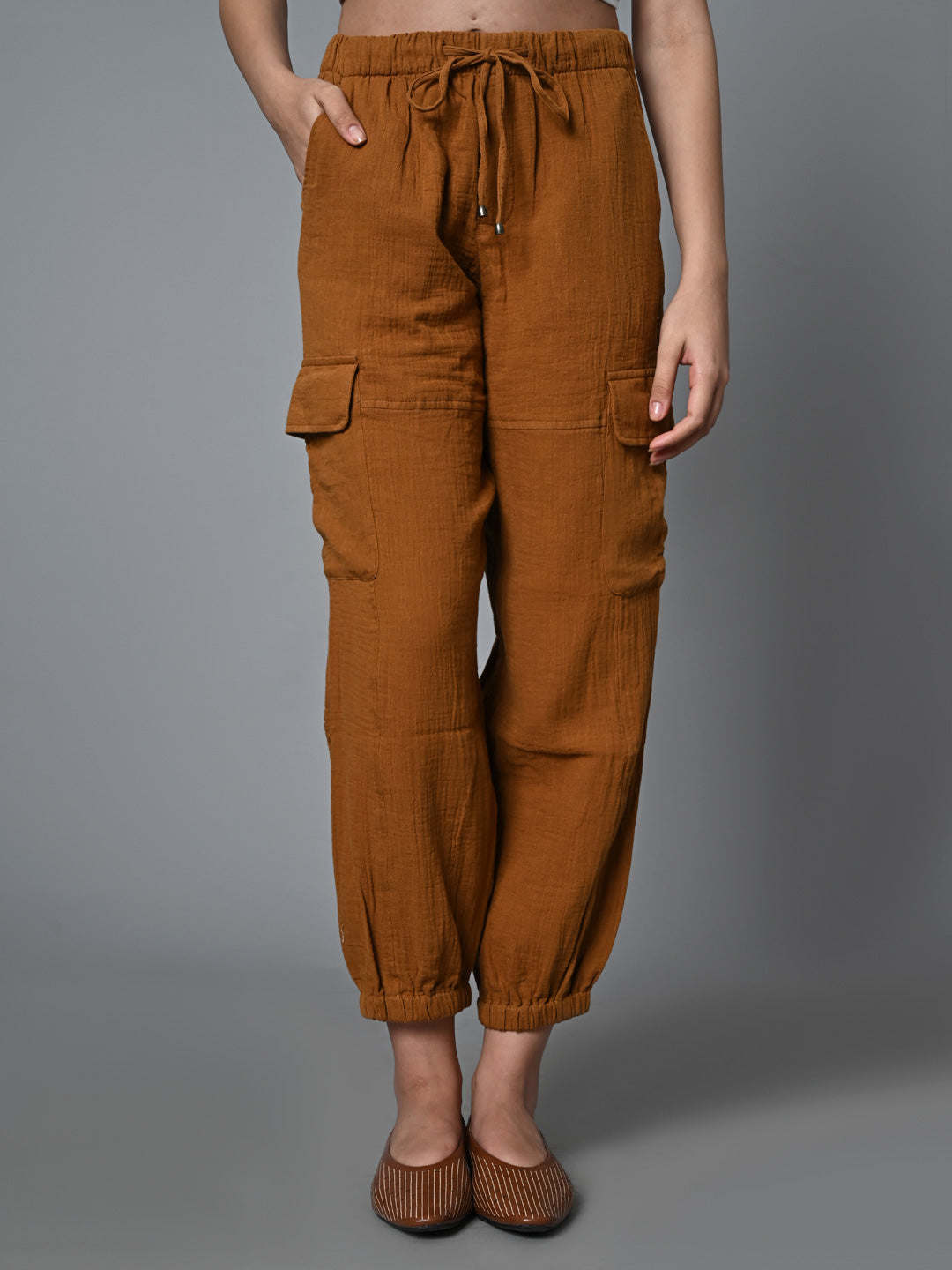 Women's Mustard Cotton Jogger Pant