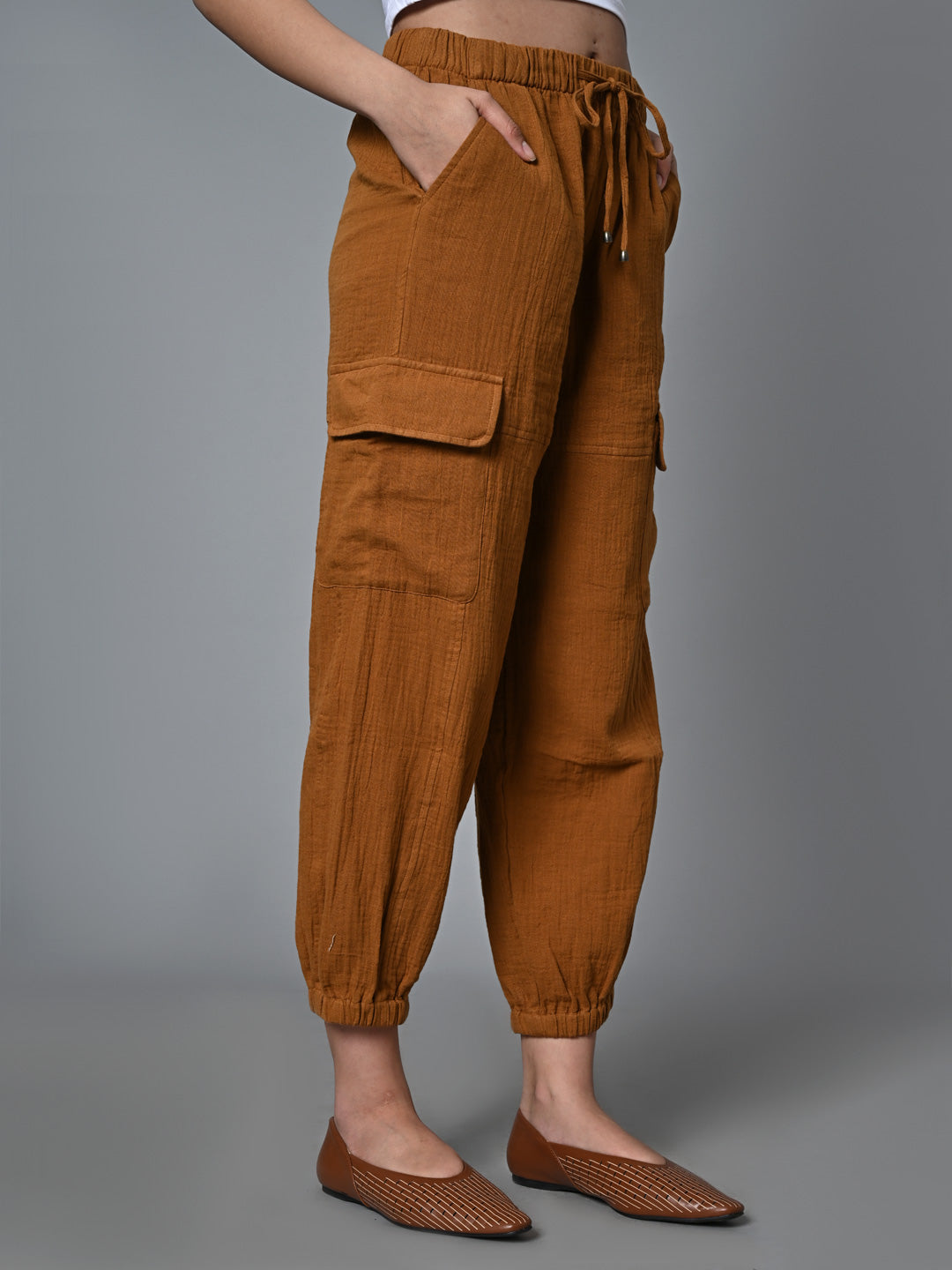 Women's Mustard Cotton Jogger Pant
