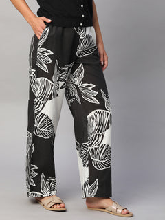 Women’s Cotton Regular Fit Pant White Black