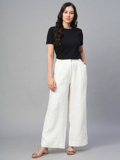 Women’s Linen Regular Fit Wide Leg Pant Beige