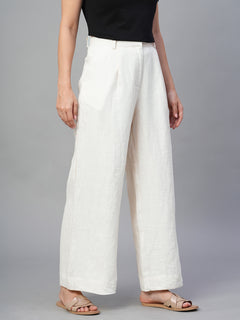 Women’s Linen Regular Fit Wide Leg Pant Beige