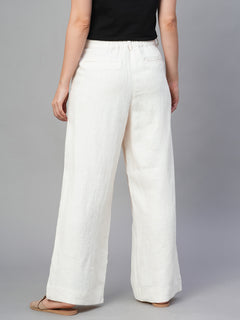 Women’s Linen Regular Fit Wide Leg Pant Beige