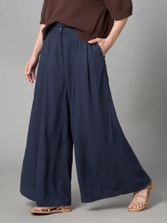 Women’s Linen Viscose Regular Fit Wide Pant Grey