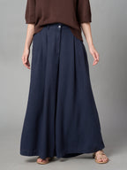 Women's Grey Linen Viscose Regular Fit Pant