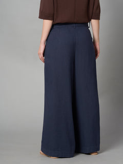 Women’s Linen Viscose Regular Fit Wide Pant Grey