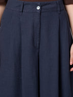 Women's Grey Linen Viscose Regular Fit Pant