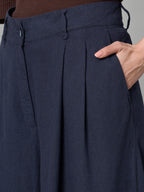Women's Grey Linen Viscose Regular Fit Pant
