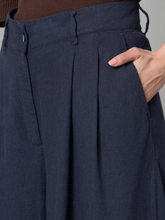 Women’s Linen Viscose Regular Fit Wide Pant Grey