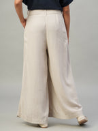 Women's Sand Linen Viscose Regular Fit Pant