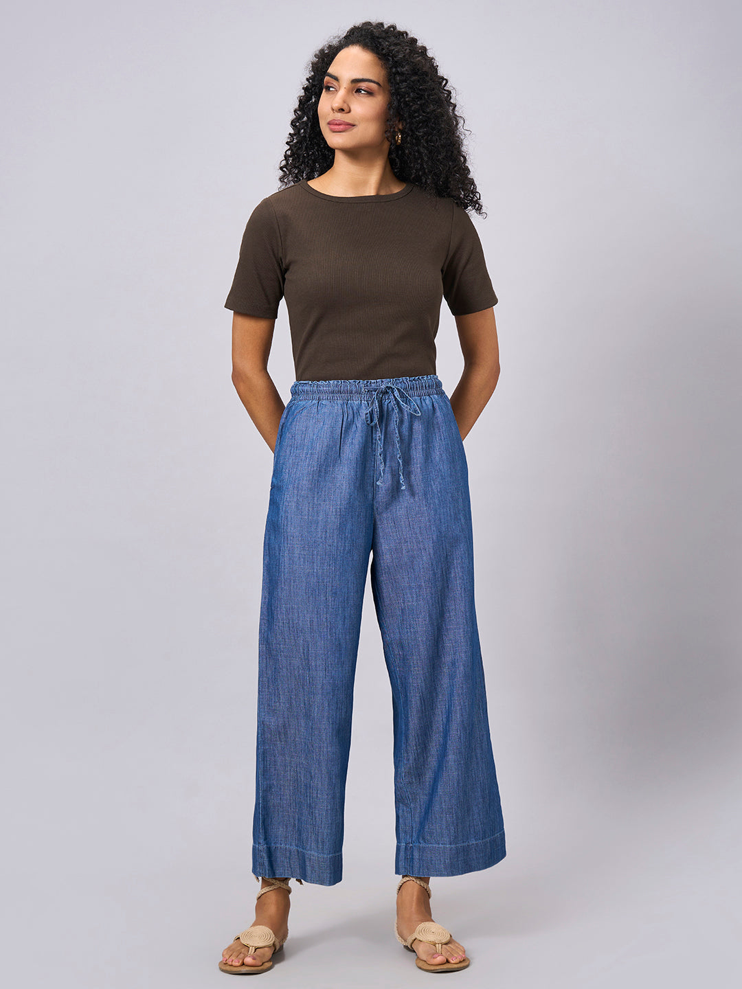 Women's Denim Cotton Tencel Regular Fit Pant