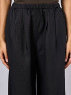 Women's Black 100% Linen Regular Fit Pant
