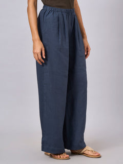 Women’s 100% Linen Regular Fit Pant Blue