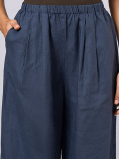 Women’s 100% Linen Regular Fit Pant Blue