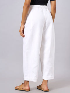 Women’s Cotton Regular Fit Barrel Pant White