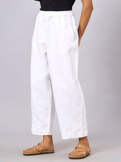 Women’s Cotton Regular Fit Barrel Pant White