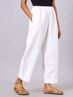 Women's White 100% Cotton Regular Fit Pant