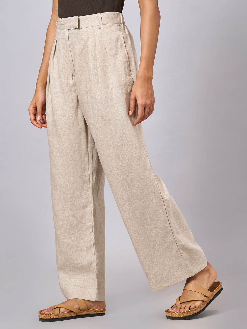 Women's Natural 100% Linen Regular Fit Pant