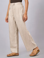 Women's Natural 100% Linen Regular Fit Pant