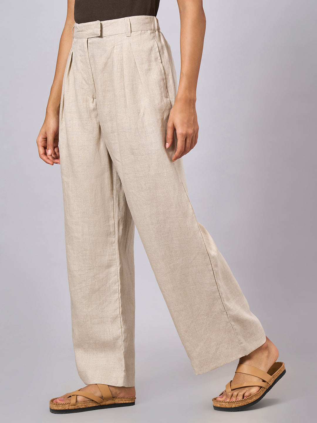 Women's Natural 100% Linen Regular Fit Pant