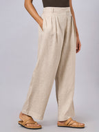 Women's Natural 100% Linen Regular Fit Pant