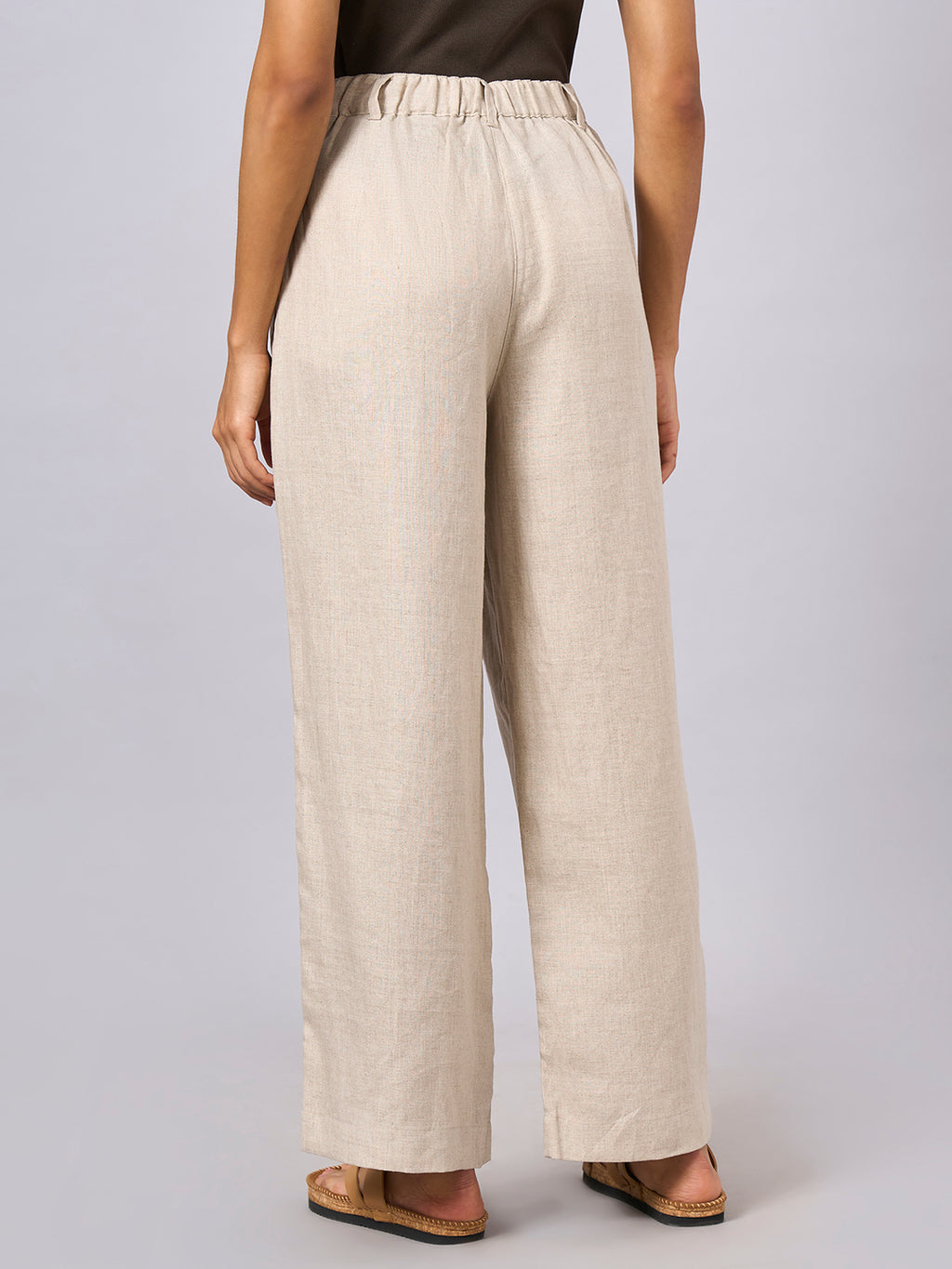 Women's Natural 100% Linen Regular Fit Pant