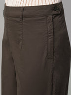 Women's Brown Cotton Lycra Regular Fit Pant