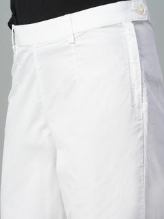 Women’s Cotton Lycra Regular Fit Ankle Length Pant White