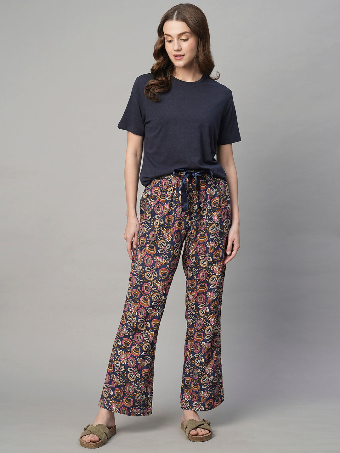 Women's Navy Cotton Regular Fit Pyjama