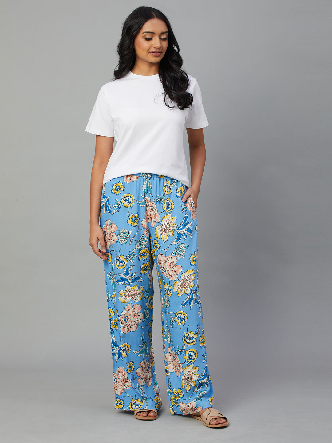 Women's Blue Viscose Regular Fit Pyjama