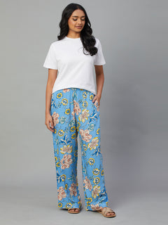Women's Viscose Regular Fit Pyjama Blue