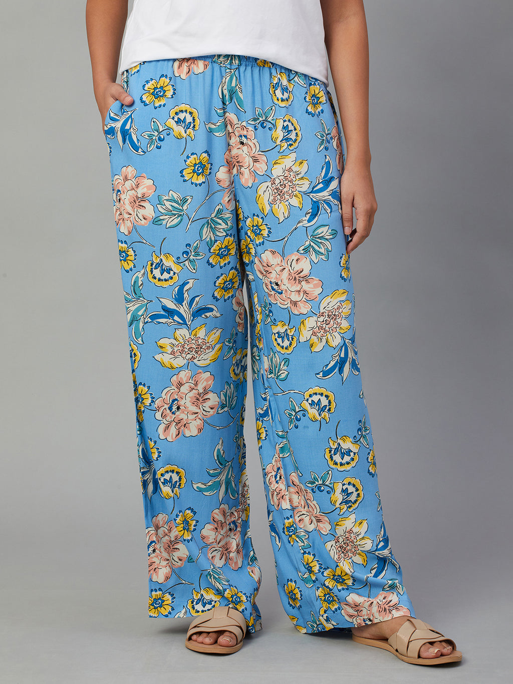 Women's Blue Viscose Regular Fit Pyjama