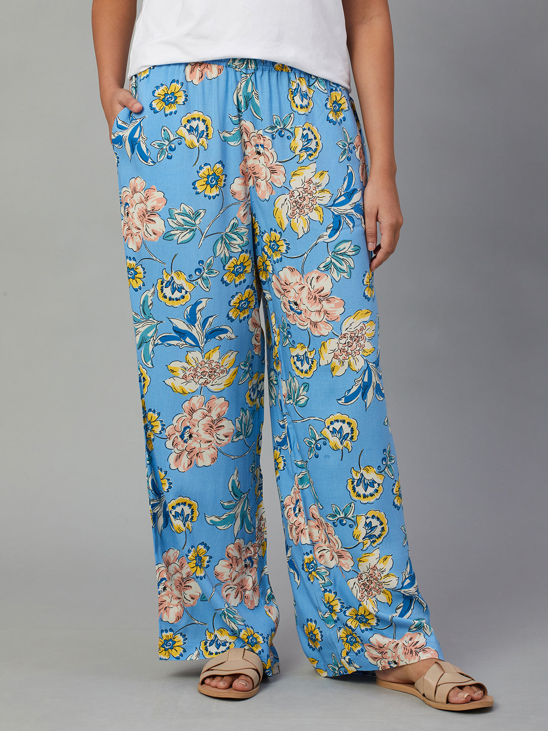 Women's Blue Viscose Regular Fit Pyjama